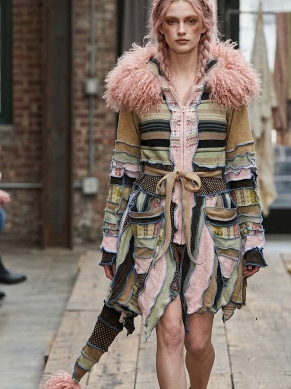 One-of-a-Kind Pastel Goblincore Patchwork Sweater Coat - M